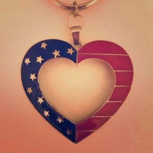 Silver American Flag Heart Bag Chain